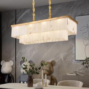 Wholesale Modern Home Decor Brass Chandelier Alabaster Marble Shade Hotel Restaurant Room Pendant Lamp Lightings Fancy Lights from china suppliers