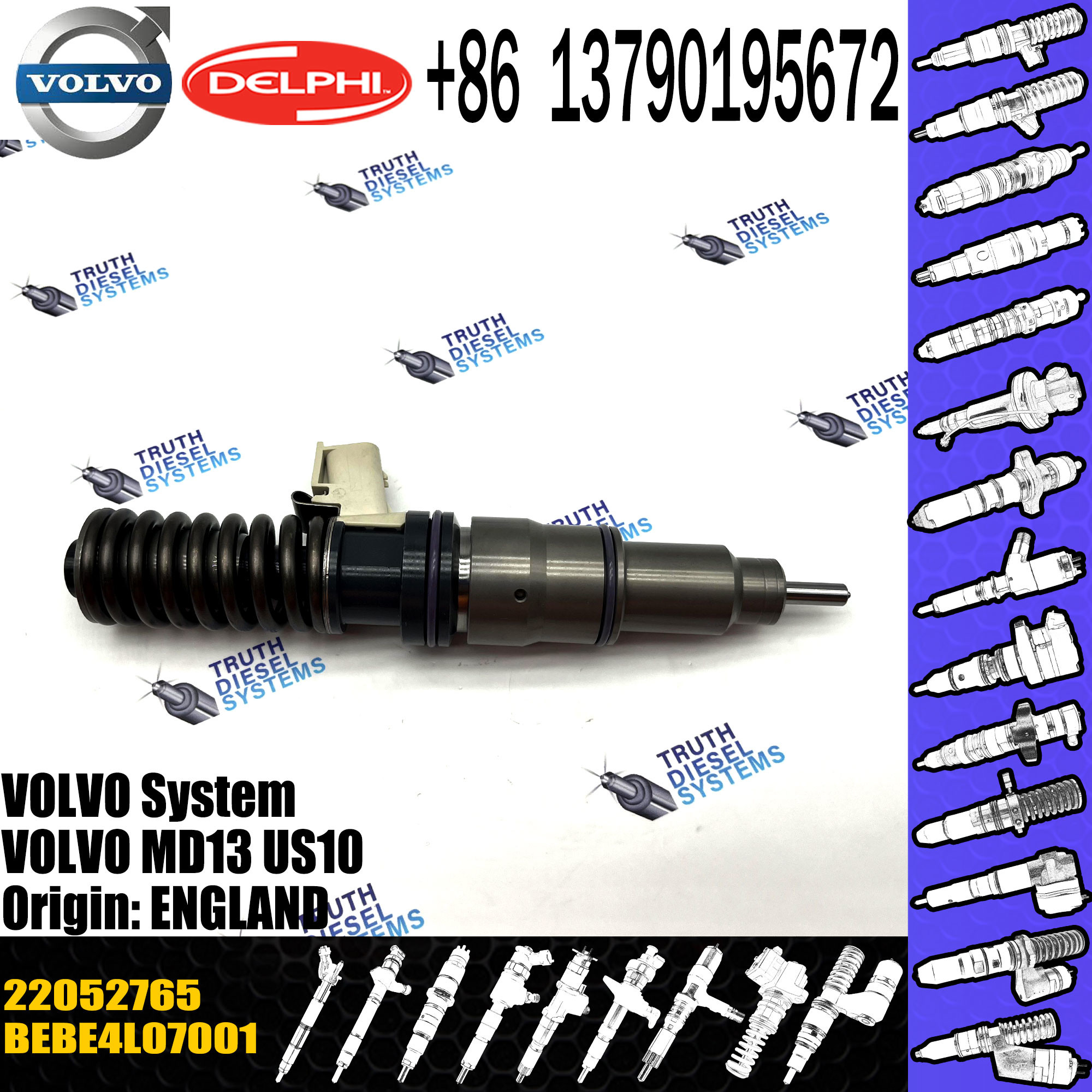 MD13 US10 Diesel Engine Fuel Electronic Unit Injector BEBE4L07001 For VOL 22052765