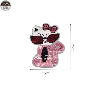 Wholesale Sunglasses Cat Reverse Sequin Patch / Sequin Iron On Patches For Bags / Shoes from china suppliers