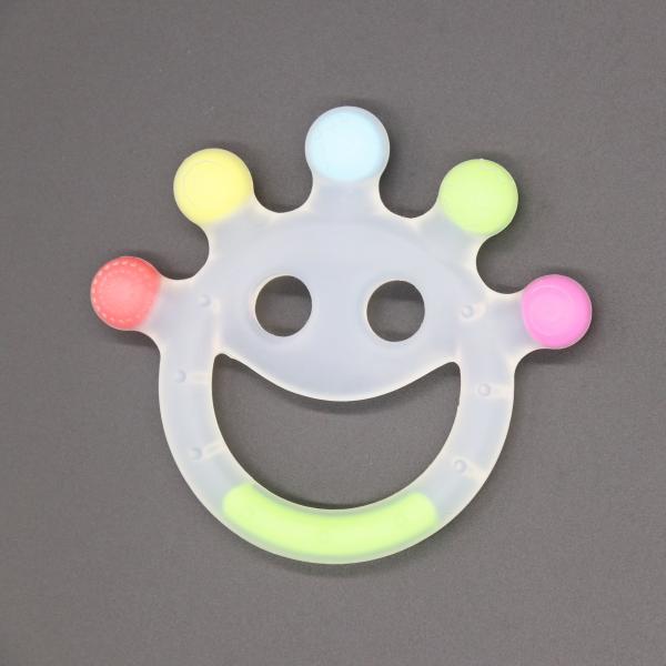 Custom Made Food Grade Silicone Infant Bite Smile Toys Five Round Finger SIL