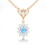S925 Sterling Silver 14K Gold Plated Round Shape Jewelry Blue Moonstone Spheree