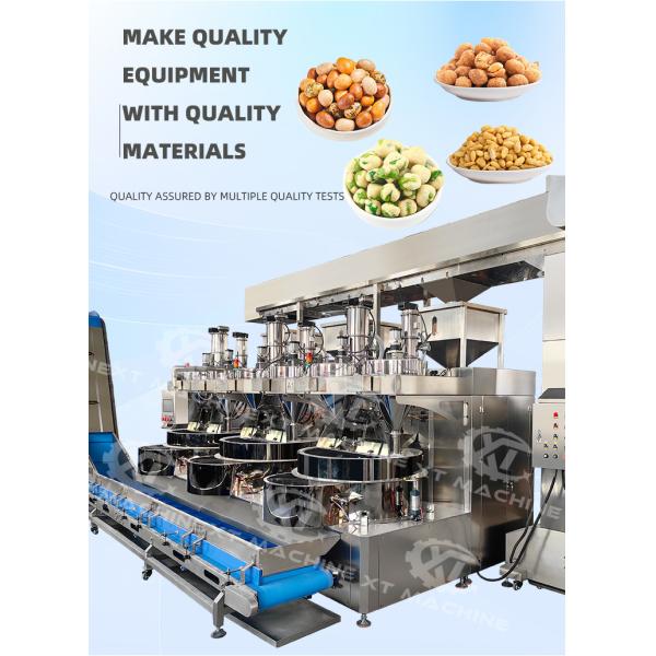 Close-up of dough coating process on nuts