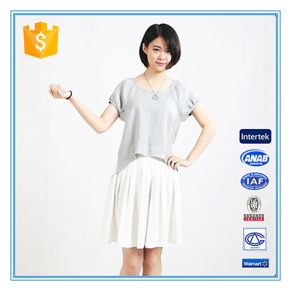 2016 Latest Girl's Grey And White Dress