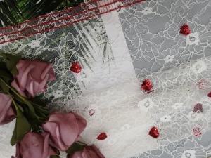 Wholesale 100 Yards Red Heart Party Sequin Embroidered Fabric from china suppliers