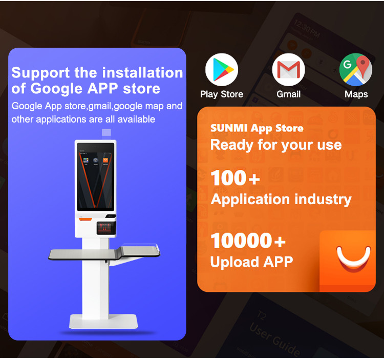 24 Inch Touch Screen Self Service Kiosk Android 9 With Built In 58mm Printer