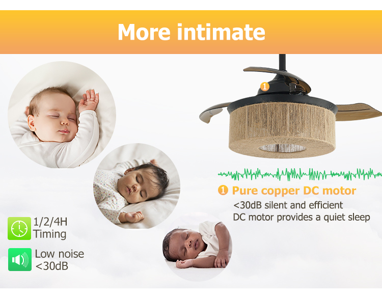 36 inch Small Size Ceiling Fan with Remote and Air Conditioning LED Lighting Function