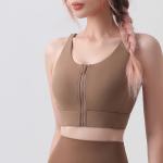 Women Yoga Workout Bra With Front Zipper Cool Feel Fabric Sports Bra