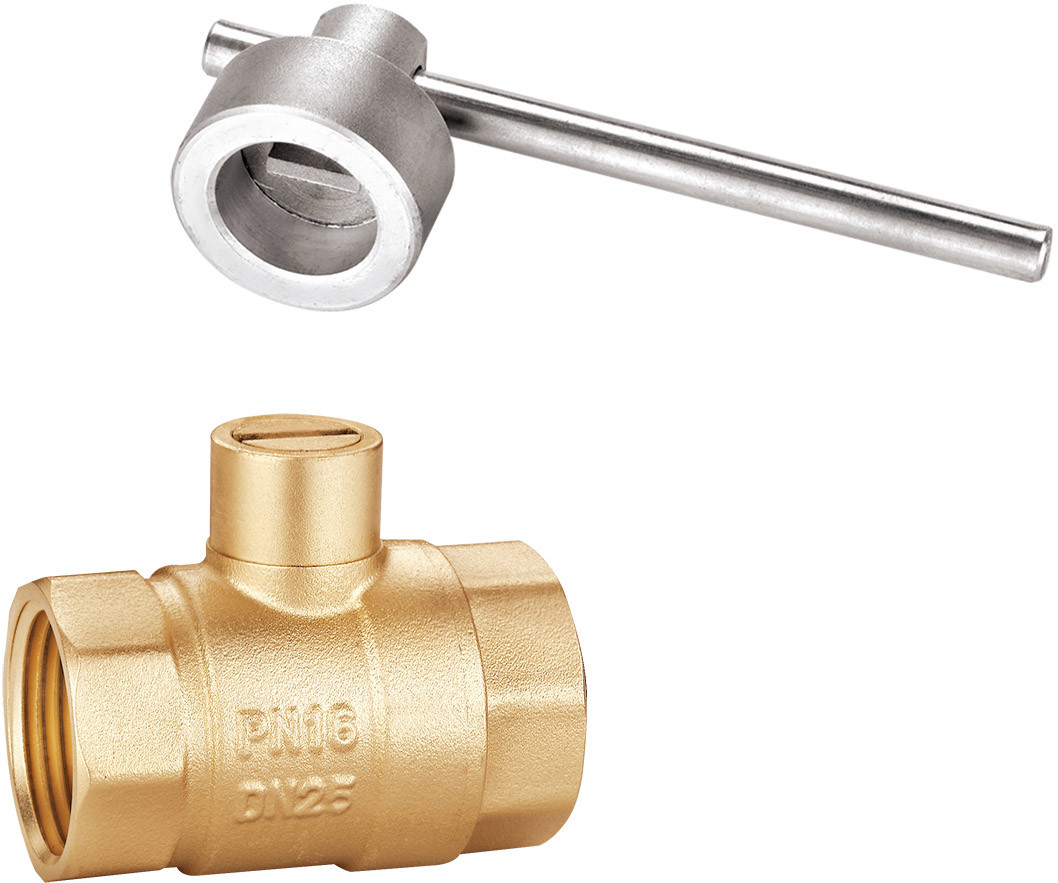 1401 Female x Female Magnetic Lockable Brass Ball Valve DN15 DN20 DN25 DN32 DN40 DN50 Stemhead Straight Line Patterned