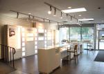 Customized Logo High Wall Display Cabinets / Jewelry Display Cases Beige Color