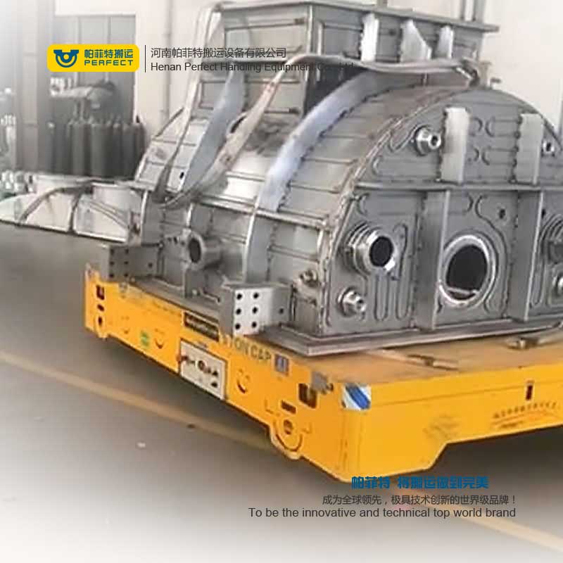 steerable trackless transfer cart free moving on cement floor
