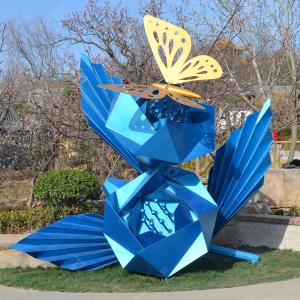 Wholesale Large Stainless Steel butterfly Sculpture With blue Painted Surface For Outdoor Decoration from china suppliers