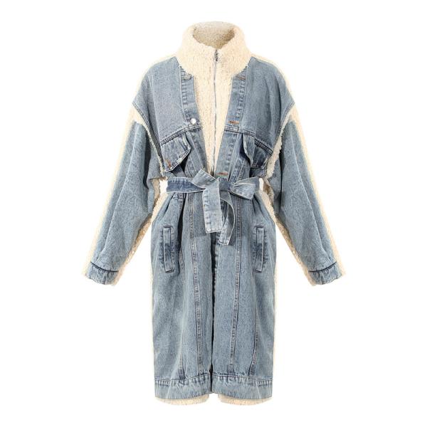 Waterproof Fashion Denim Lambswool Quilting Coat 2020 Winter Lambswool Loose