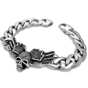 Wholesale Men's Skull Stainless Steel Curb Chain Bracelet Punk Rock Style (JCE455) from china suppliers