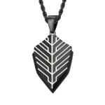 Anniversary Occasion Men's Leaf Shape Necklace Stainless Steel and Blue Plated
