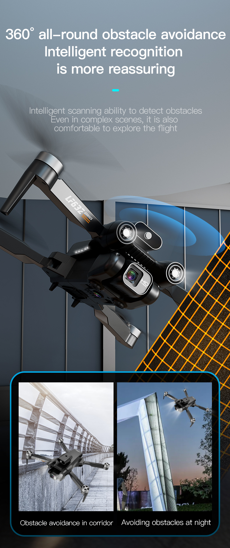 Multi-angle Shot Lf 632 Obstacle Avoidance Recognition Drone With Maximum Flight Time 13 Minutes Design Drone 3D Flip