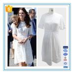 European Summer Fashion Elegant White Lace Cotton Dress Pattern Wholesale