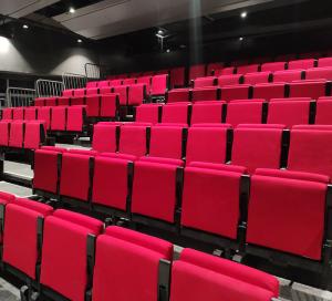 Wholesale Indoor Retractable Auditorium Seating Tribune Fabric Upholstered Folding Chair from china suppliers