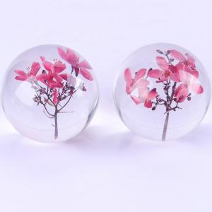 Wholesale Artificial Transparent Paperweight , Clear Epoxy Resin Ball With Real Dry Flower Inside from china suppliers