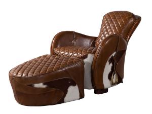 Wholesale Defaico Furniture Retro Real Leather Saddle Footstool With Fur from china suppliers