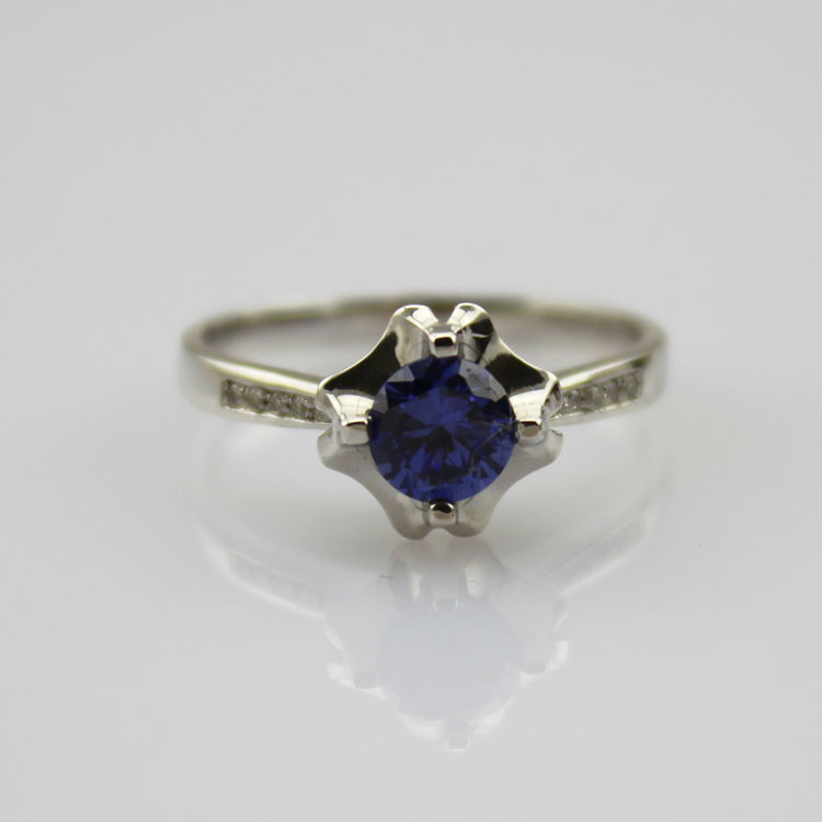 Women Jewelry 925 Silver 5.5mm Round Purple Cubic Zirconia Ring(F36)
