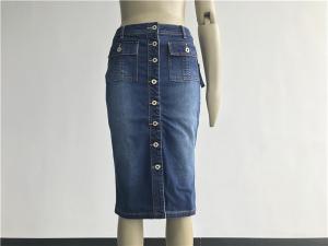 Wholesale Pristine Color Womens Denim Pencil Skirt , Long Stretch Pencil Skirt TW76693 from china suppliers