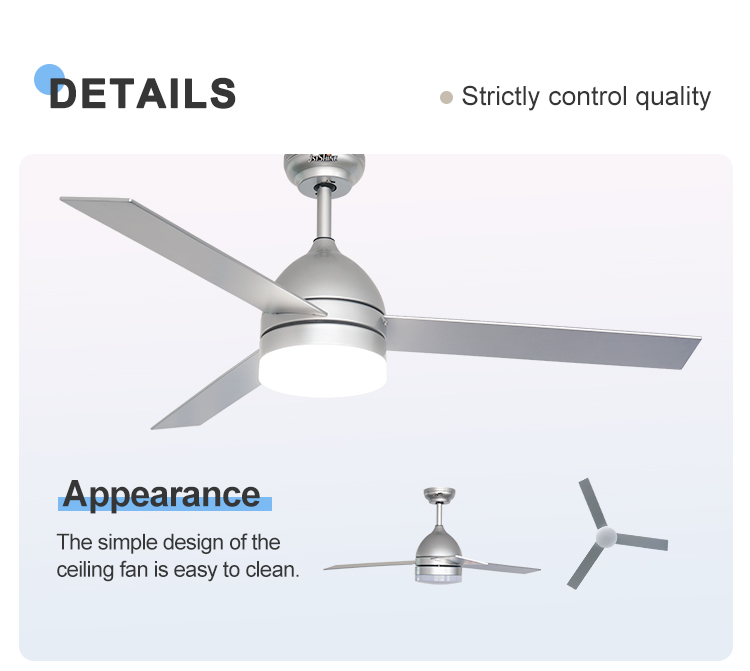Remote Control 52 Inches LED Bedroom Ceiling Fans with Mulit Colors and Energy Saving