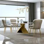 Stainless Steel Rectangle Marble Top Dining Table 220*120*75cm Metal Dining Room