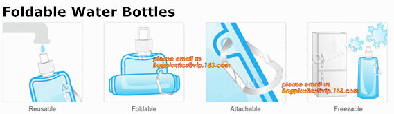 Environmental Cartoon Foldable Water Bottle Bag,BPA Free Plastic Custom Logo Printed Bottle Foldable Drinking Collapsibl