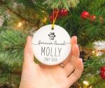 Forever Loved Paw Print Memorial Ornament Decoration With Name Date