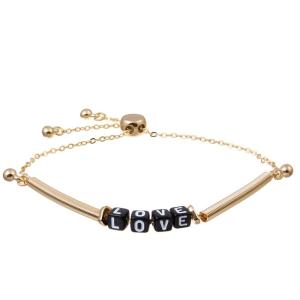 Wholesale Unisex Boho Gold Chain Bracelets Black Love Letter Beads With Metal Tube Adjustable from china suppliers