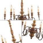 Vintage Iron Filament Painted wood chandelier for Hotel Indoor Lighting (WH-CI