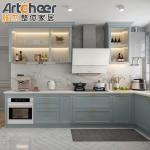 Sale Shaker Grey Solid Wood Kitchen Cabinet with Laminated Bullnose Countertop