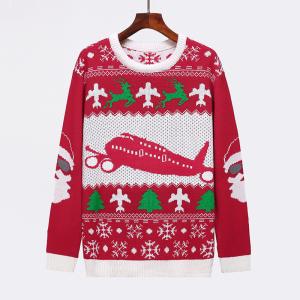 Wholesale Unisex Christmas Sweater ReindeerTree Snowflakes Fun Merry Knitted Pullover from china suppliers