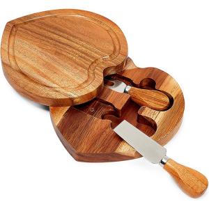 Wholesale Wooden Heart Cheese Board Set Stainless Steel Knife Cheese Cutting Board Cutlery Cutting Board from china suppliers