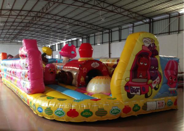 Cartoon Games Inflatable Fun City Silk Printing 0.55mm Pvc Tarpaulin 11 X 4.5 X