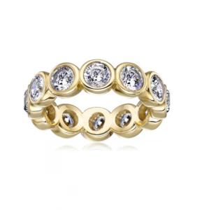 Wholesale CLASSIC Ins 18K Gold Plated Bezel Setting CZ Eternity Band 925 Sterling Silver Rings from china suppliers