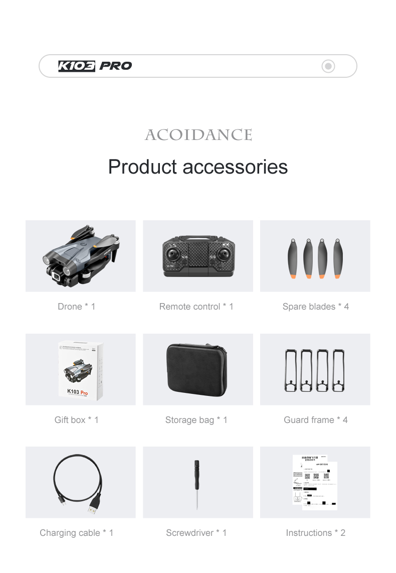 Mini Toy Drones Rc Quadcopter Gyro drone Charging Time 60 Minutes K103 Pro Brushless Gps Aerial with Obstacle Avoidance