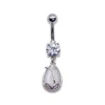 Water Drop Crystals 316 Stainless Steel Belly Button Rings Jewelry 10mm