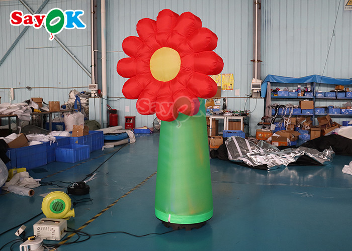 ODM Inflatable Lighting Decoration 190T Oxford Cloth Standing Led Flower Plant