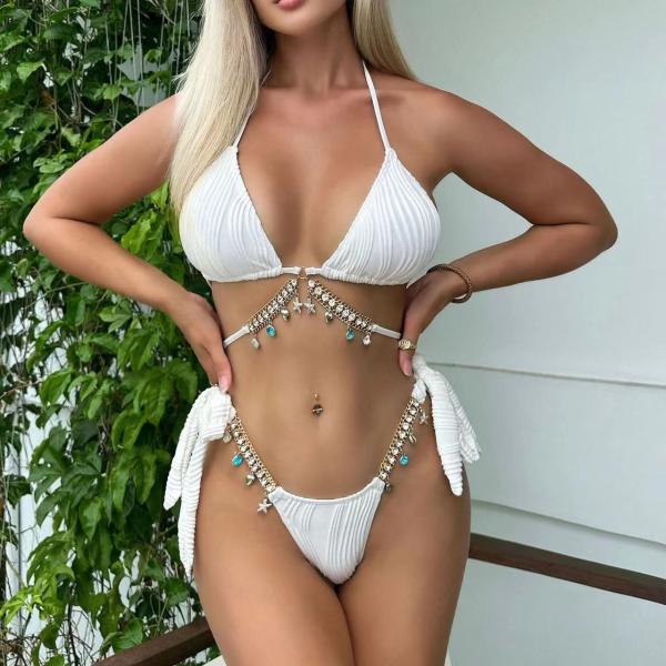 Diamond Rhinestone Swimming Suits Bikini Two Piece Swim Suit Five Pointed Star