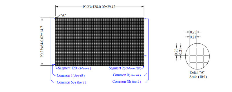 16pin 128 X 64 Monochrome LCD Display 12864 COG LCD Graphic Modules