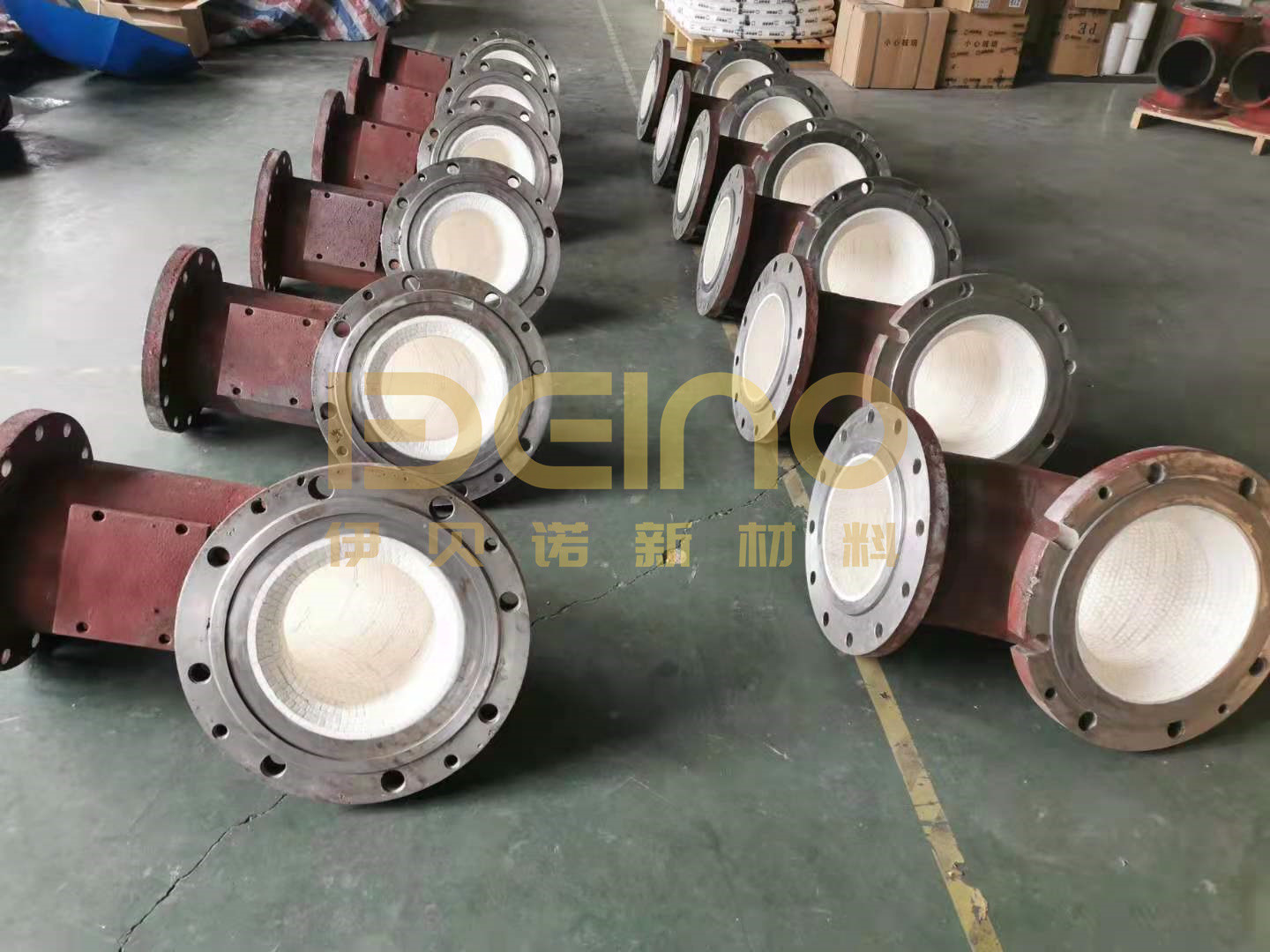 Wear Resistant Ceramic Lined Pipe Elbows Used In Cement Industry