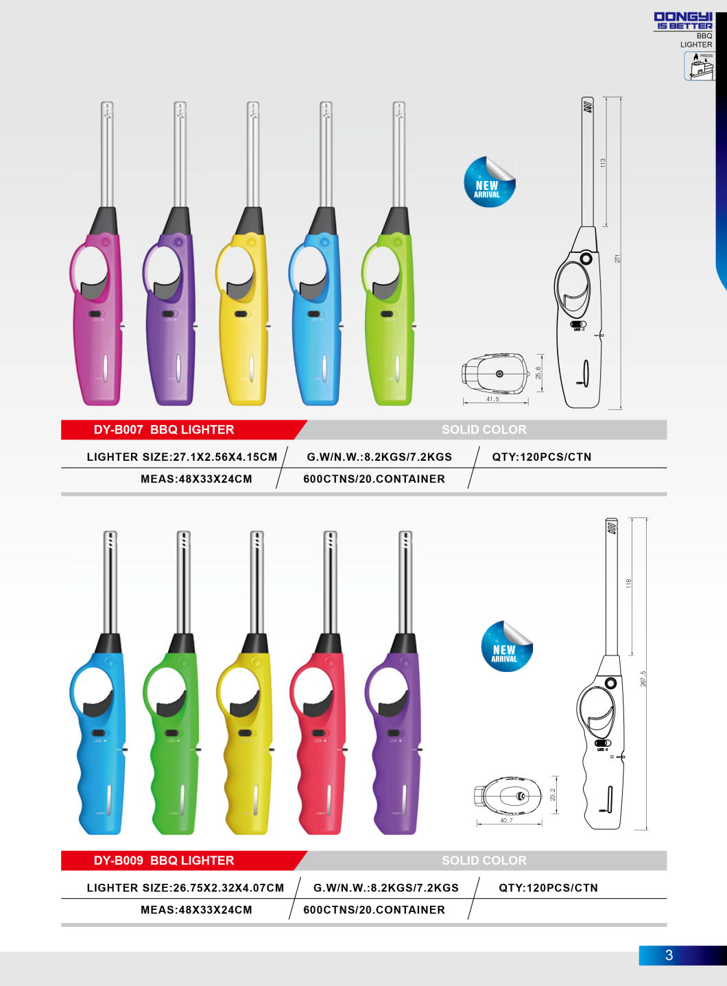 Dy-B007 Dongyi New Arrival Hot Selling Wholesale Refillable Gas Kitchen BBQ Lighter