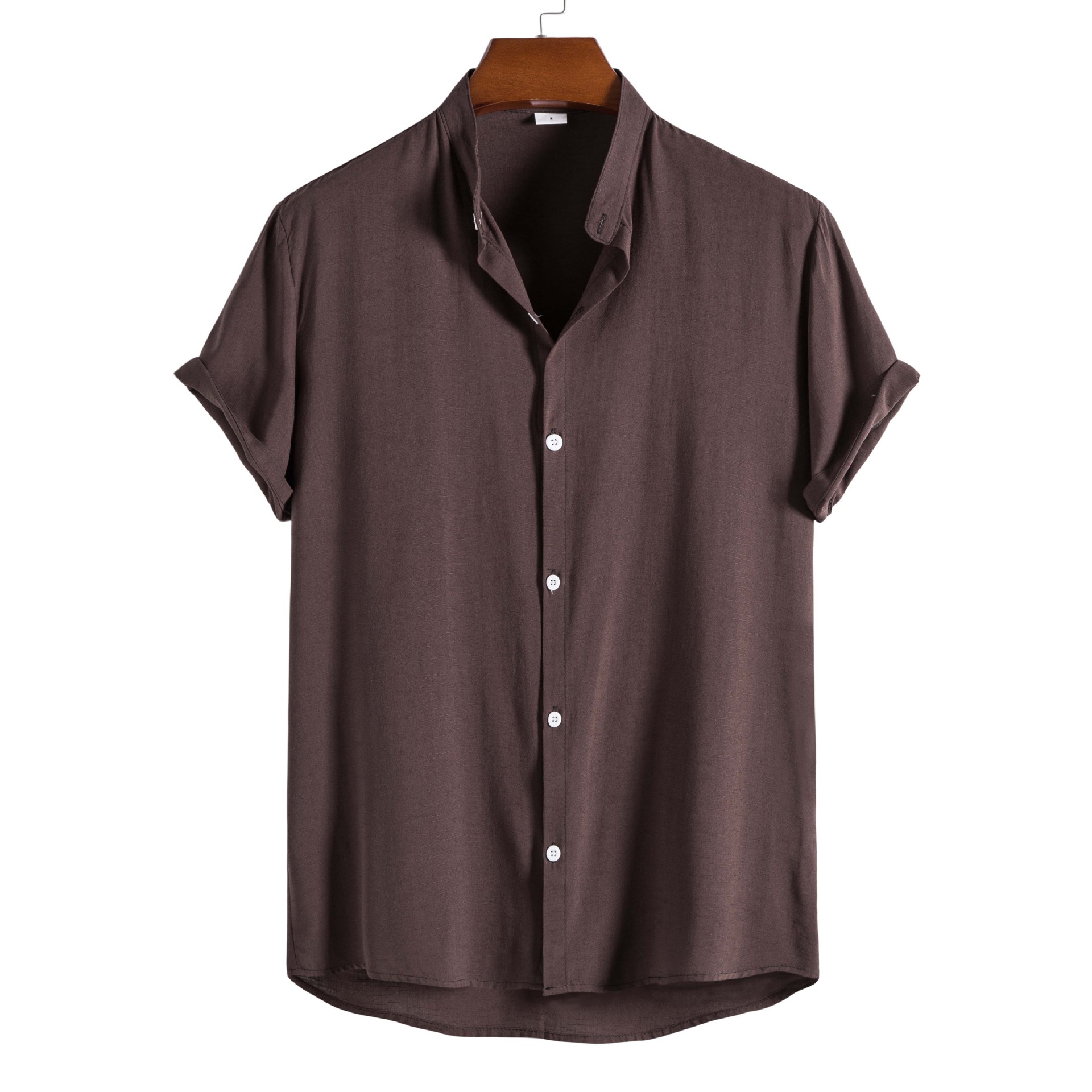Short Sleeve Shirt Casual Men's V-Neck T-Shirt Oversized Flax Shaper Cooling 100% Cotton