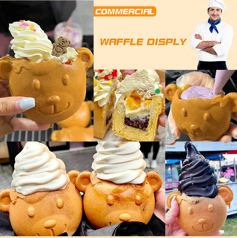 400*300*200mm Electric Waffle Machine for Sancks Open Mouth Bear Shape Taiyaki Ice Cream