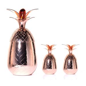 Wholesale Customized Rose Gold Plated Cocktail Pineapple Cup Stainless Steel Pineapple Shape Drink Glass Set from china suppliers