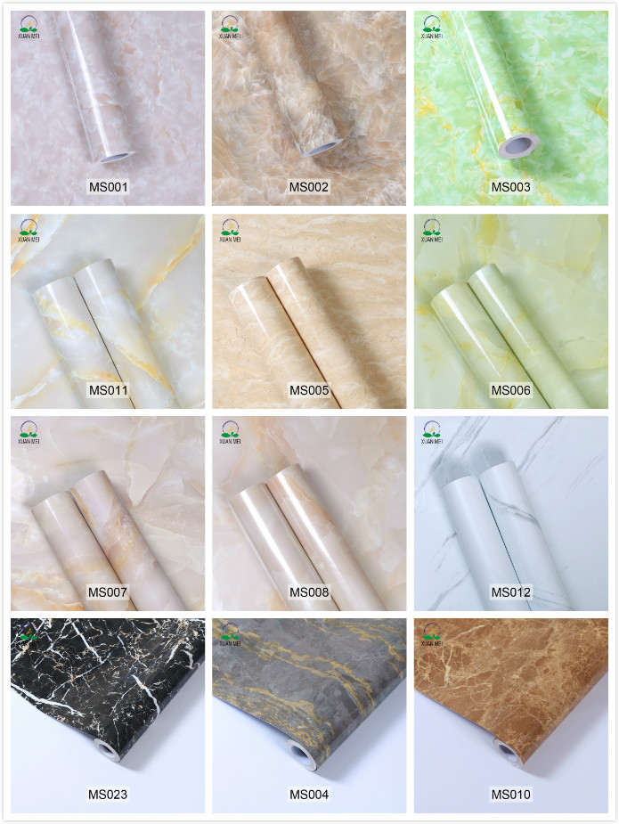 Wallpapers Type Vinyl Wallpapers Function Smoke-Proof Marble Stickers PVC Adhesive Contact Paper Marble Granite Film