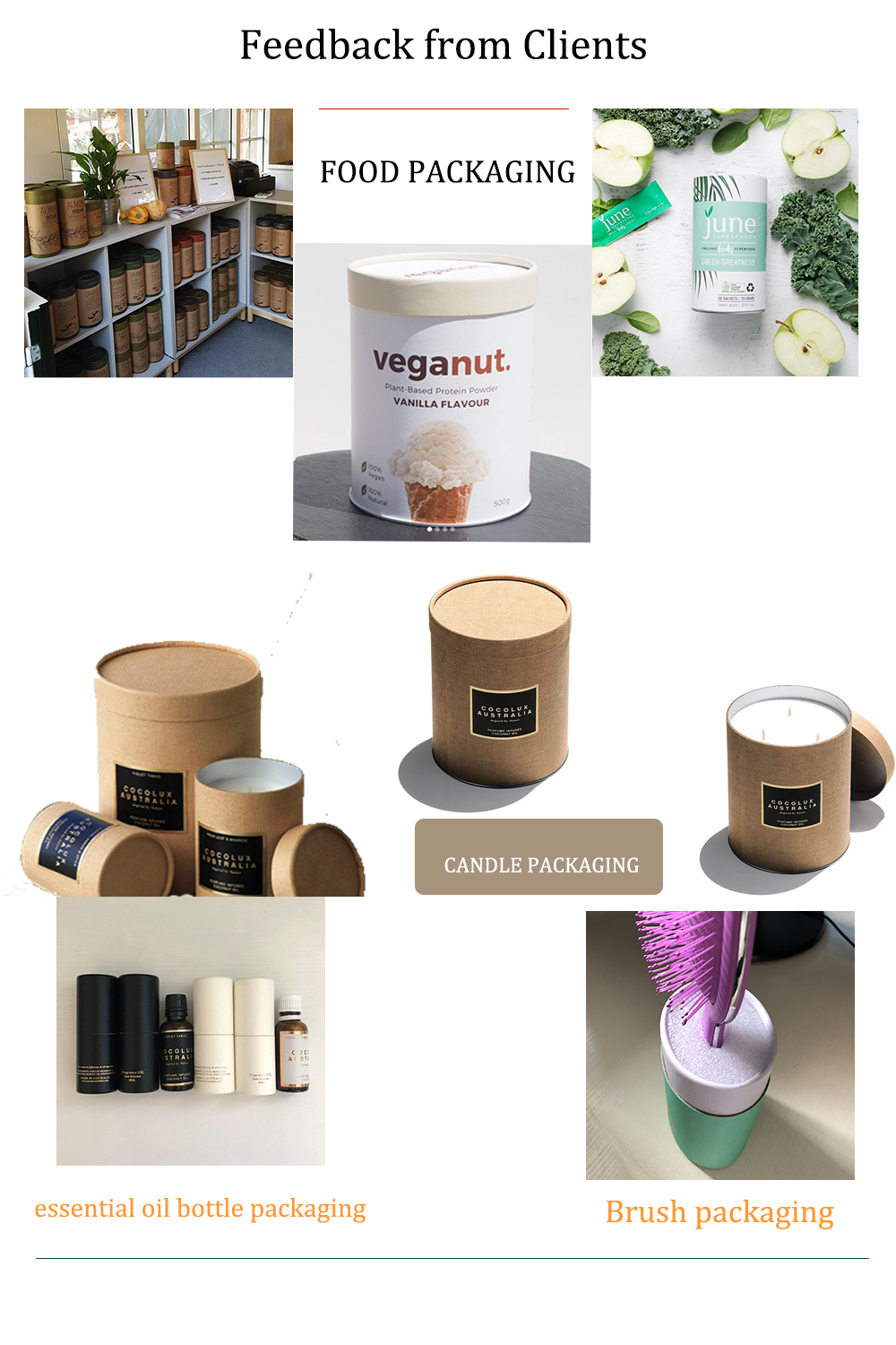 Kraft Paper Biodegradable ODM Service Paperboard Tube Packaging