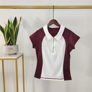 Wholesale Burgundy Women Horse Riding Polo Shirts Half Zipper Equestrian Base Layer from china suppliers