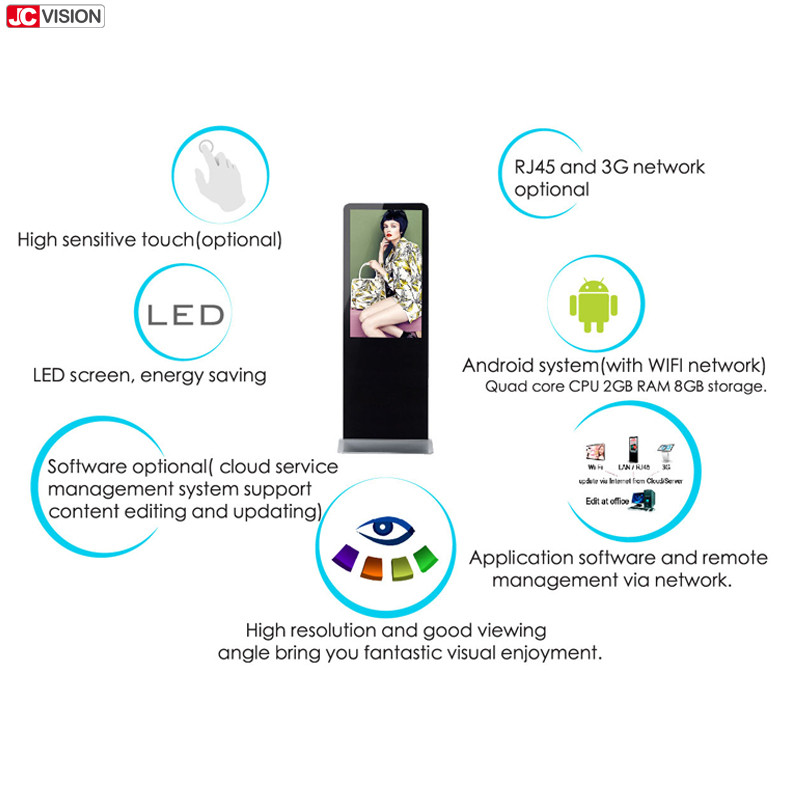 1920*1080FHD Floor Standing Signage Media Player , 42" Hotel Lobby Digital Signage